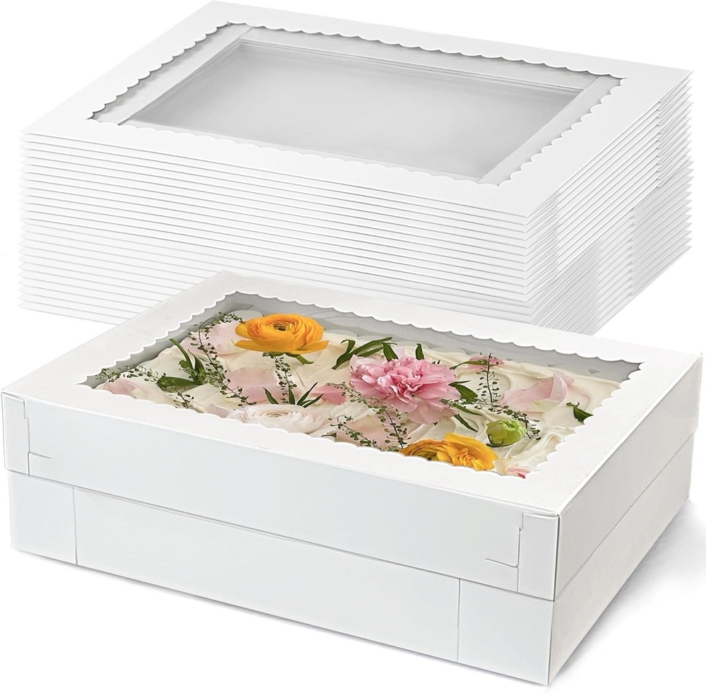14x10x4 Inch Cake Boxes with Window White Bakery Boxes Lar