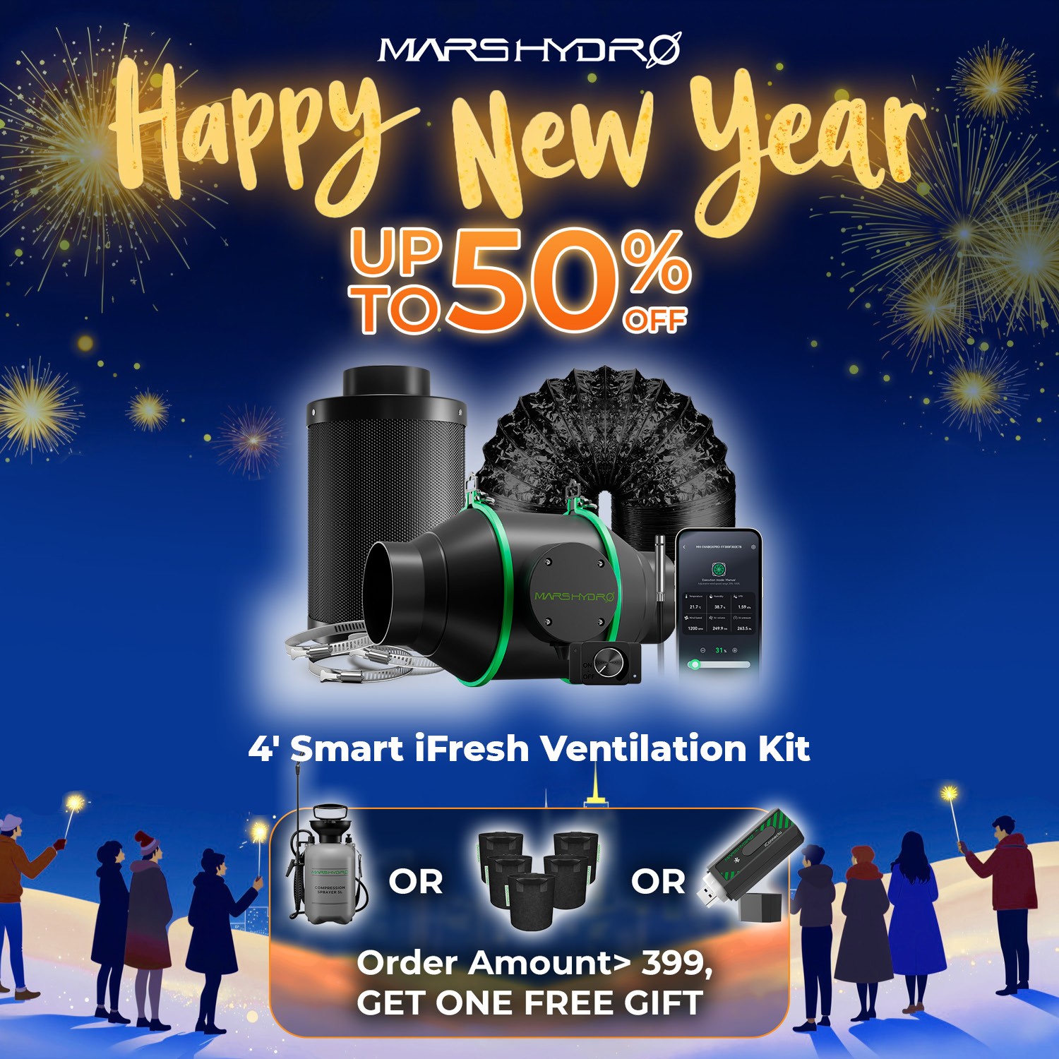 Mars Hydro Inline Fan 4" 6" Ventilation Duct Kit/Carbon Filter for Grow Tent Kit