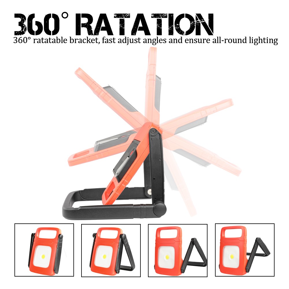 2x USB Rechargeable COB LED Work Light w/3 Modes Camping Emergency Floodlight