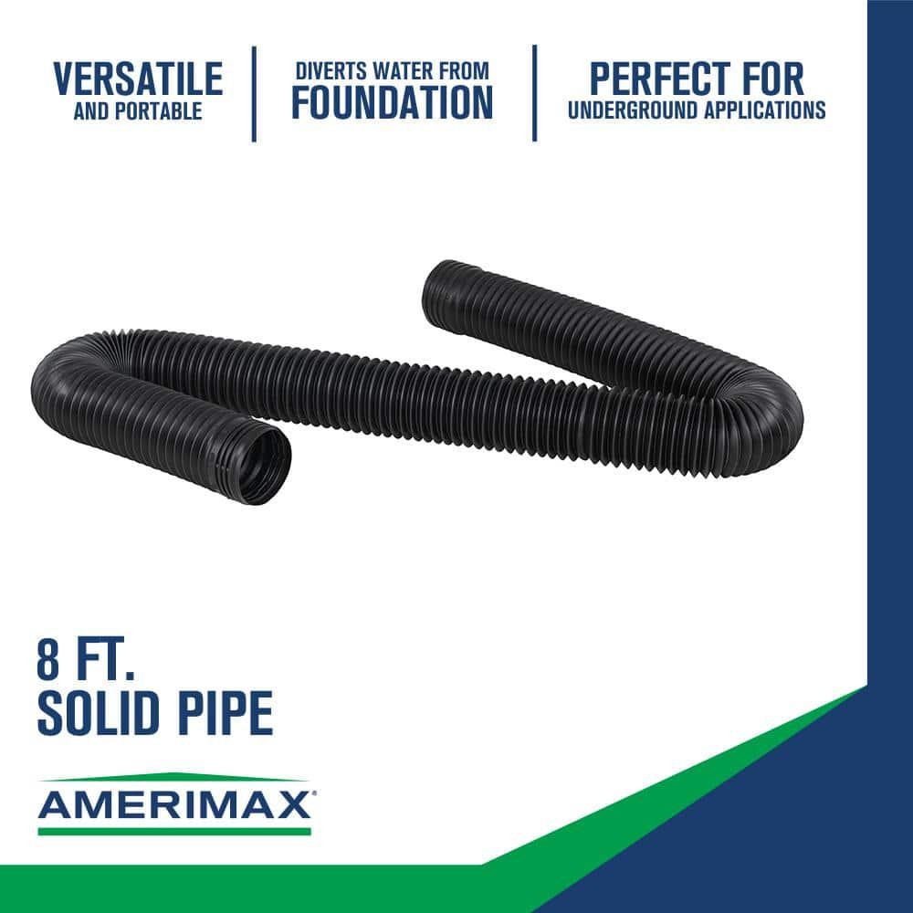 FLEX Drain 4 in. x 8 ft. Black Copolymer Solid Drain Pipe Easily expands