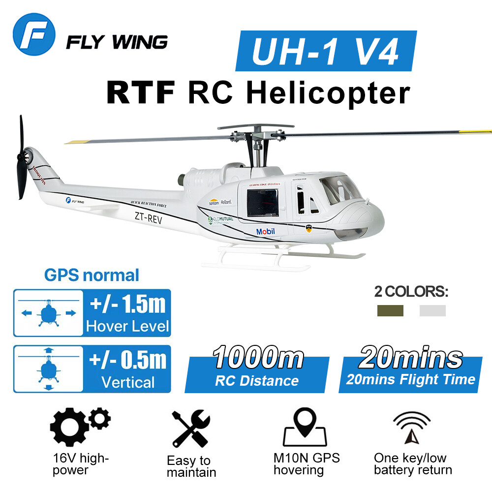 Fly Wing UH1 V4 10CH GPS 3D One Key Return Hovering RC RTF Helicopter 2 Blades