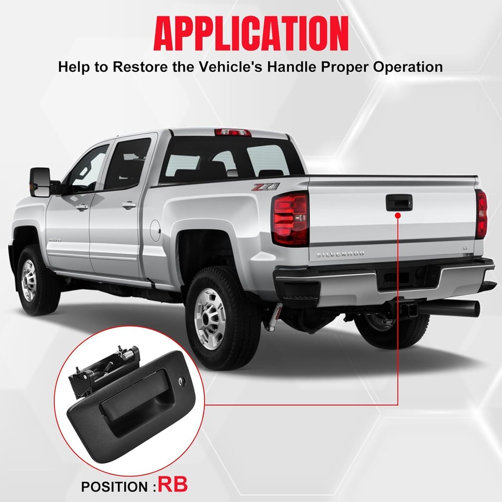 Tailgate Lock Handle Assembly for GMC Sierra 2500HD 3500HD & Chevy HD 2007-2014