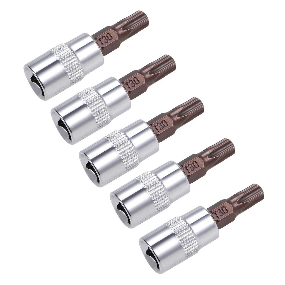 5pcs 1/4inch (6.35mm) Drive T30 Torx Bit Socket Universal DIY Hand Work Tool