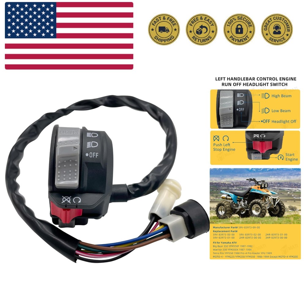 Left Handlebar Control Engine Start Run Off Headlight Switch for Yamaha Big B...
