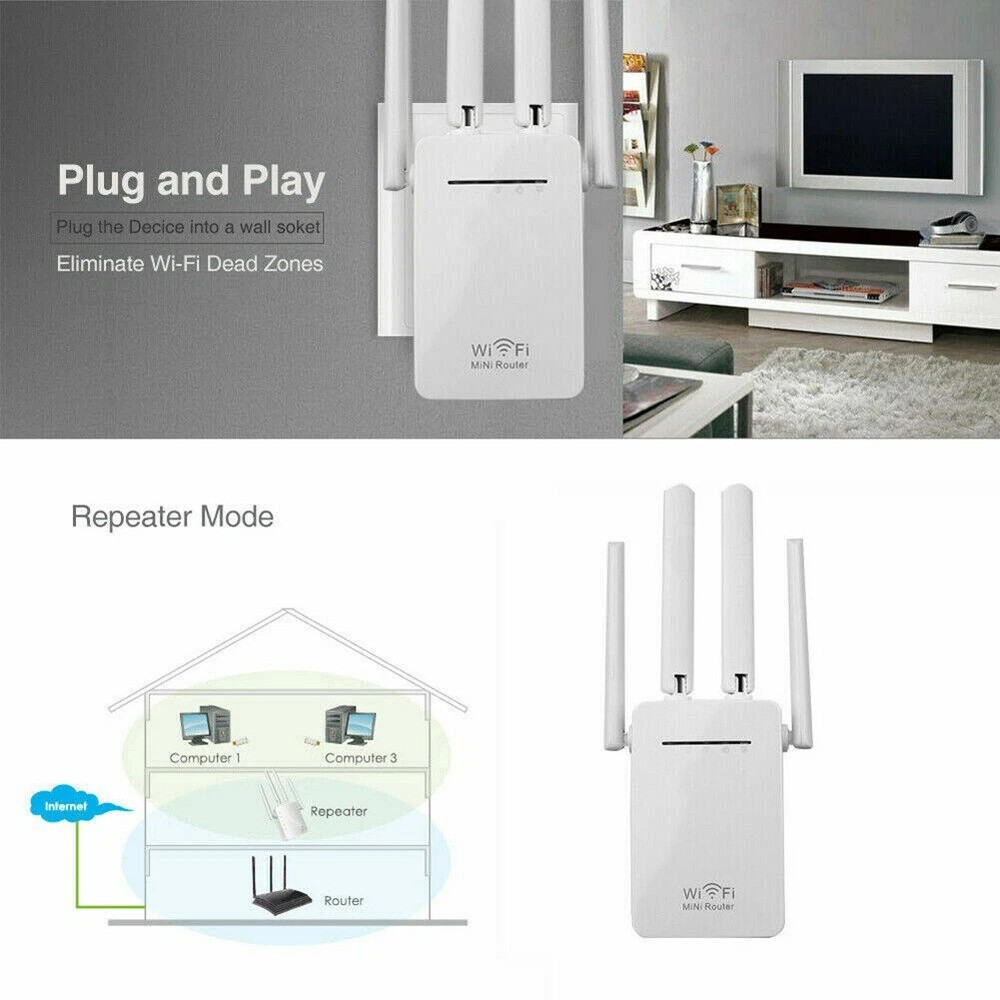 1200Mbps WiFi Range Extender Wireless Repeater Signal Booster Amplifier