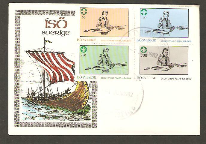 ISO SWEDEN 1982 75th BOY SCOUTS MS/4 PERF FDC