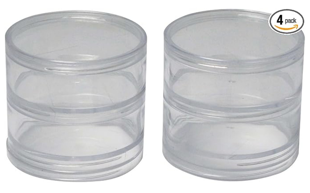 4 each Stacking Round Plastic Containers With Lids Size: 2.75" x 1"