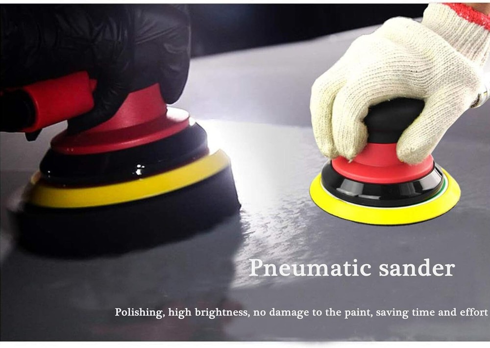 Random Orbital Sander 5" & 6" Pneumatic Palm Sander with Extra 5" Backing Plate