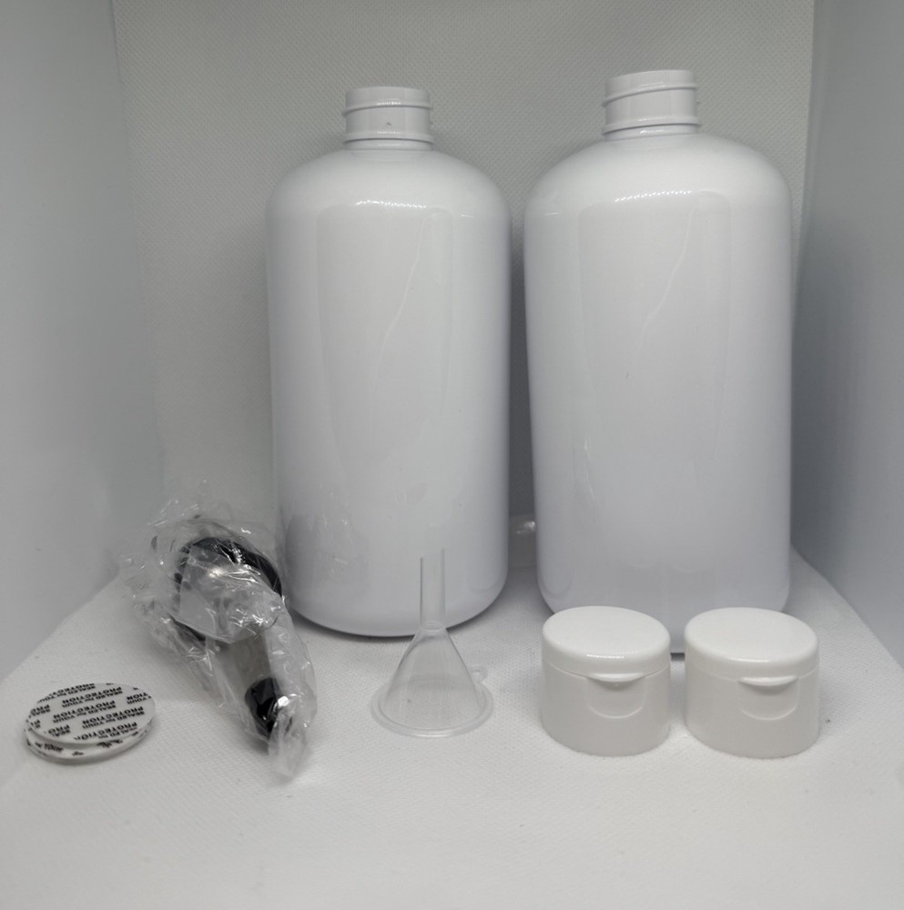 Empty 16oz Refillable Bottles with Pump, Flip Caps, Funnel & Seals - 2-Pack