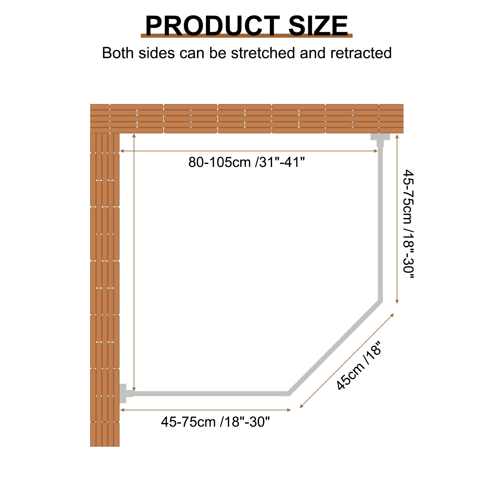 Stainless Steel Diamond Shaped Corner Shower Curtain Rod Medium Silver