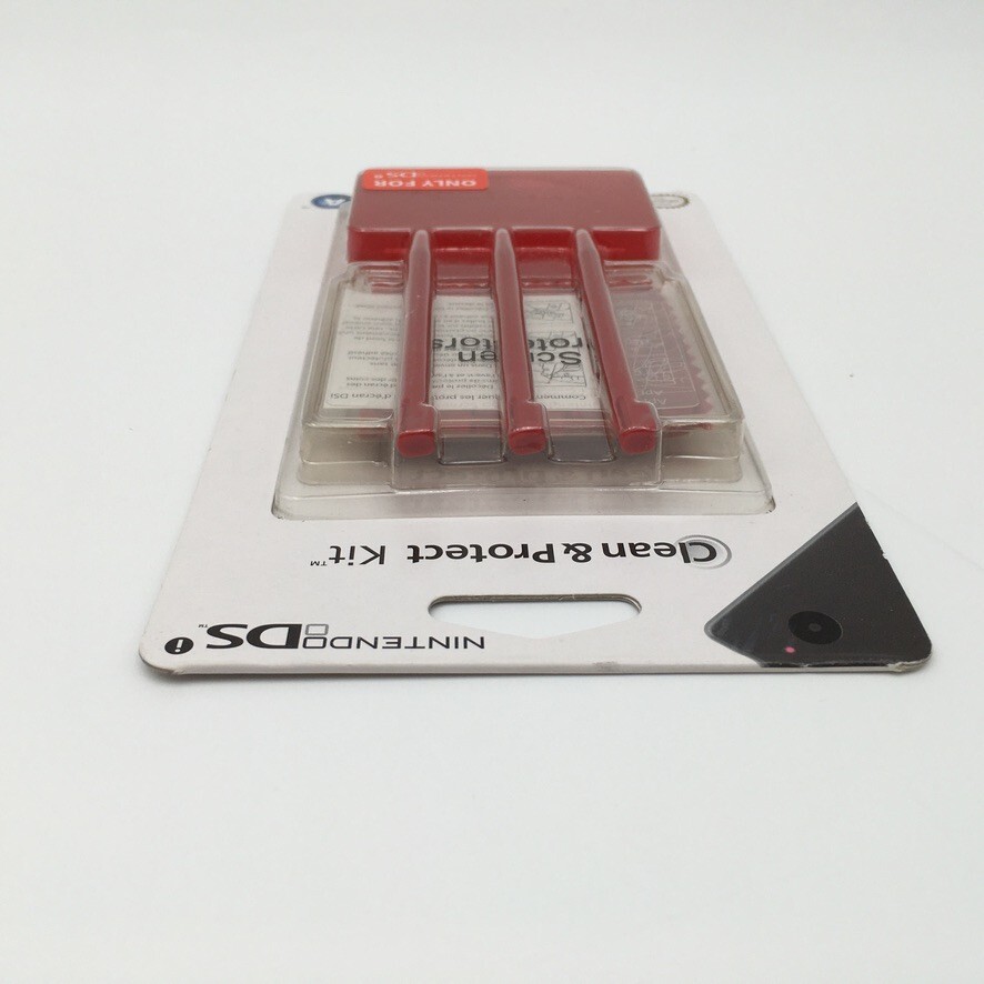 Official Nintendo DS Red Clean & Protect Kit Screen Protector Stylus Set NEW