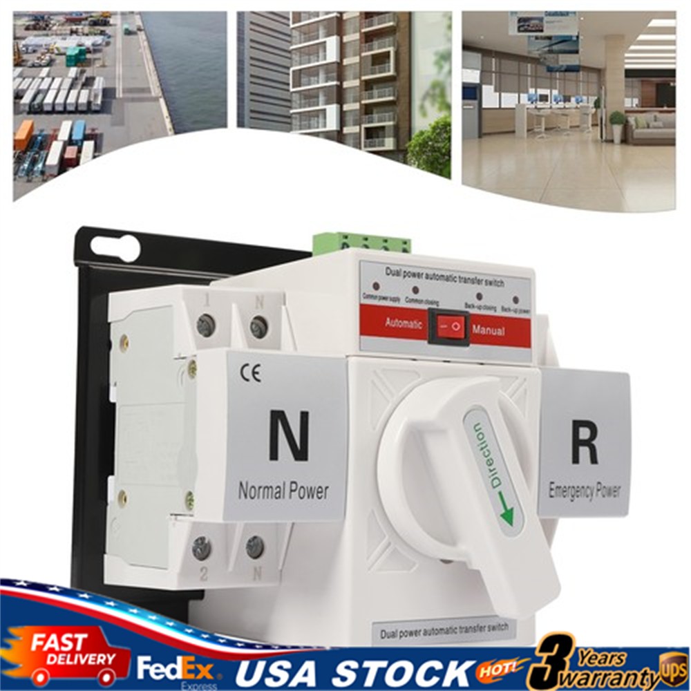 63A 2P 110V Dual Power Automatic Transfer Switch Changeover Transfer Switch