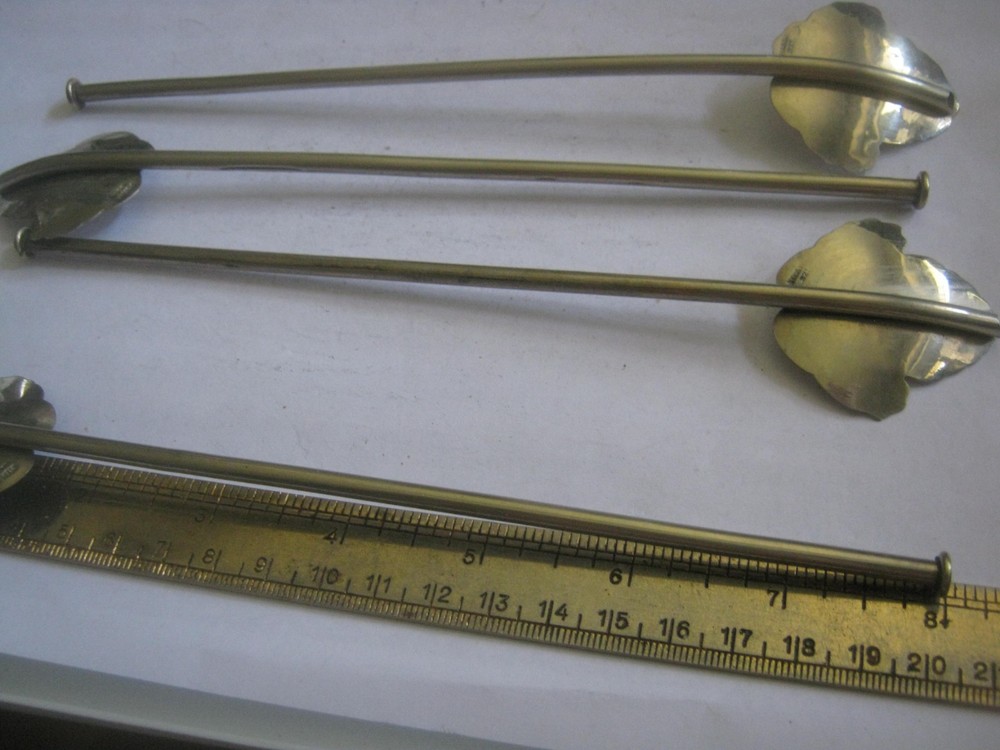 FOUR Sterling 925 Silver Mint Leaf Julep 8" Straw/Stirrers