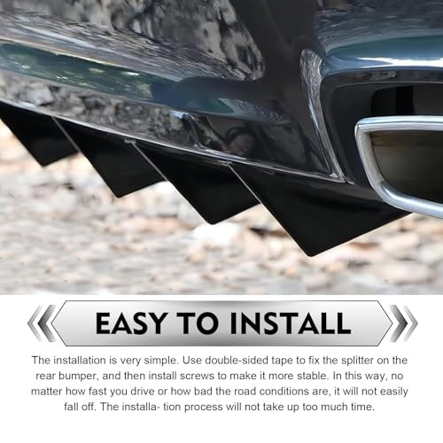 4 PCS Car Lower Bumper Lip Diffuser, Anti-scratch Rear Bumper 4PCS #Black Black