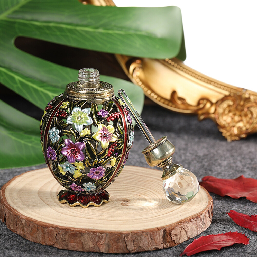 1pc 10ml Antique Empty Flower Pattern Refillable Perfume Bottle Container Decor