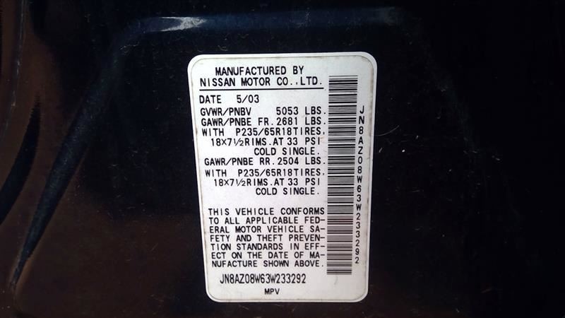Driver Left Sun Visor Fits 03-05 MURANO 187772