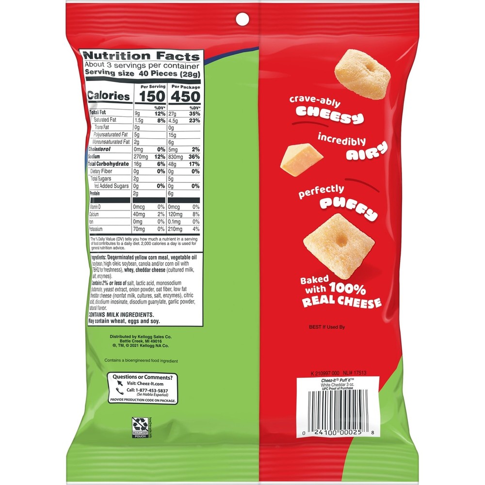 Puff'd White Cheddar 3oz 6ct