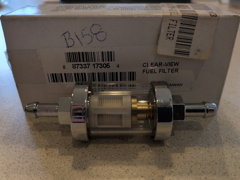 Clear 1/4 Fuel Filter W/ Replaceable Filter Harley Custom Biker's Choice 603516