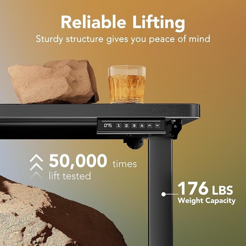 Electric Standing Desk Adjustable Height 4 Memory Settings Anti-Collision System