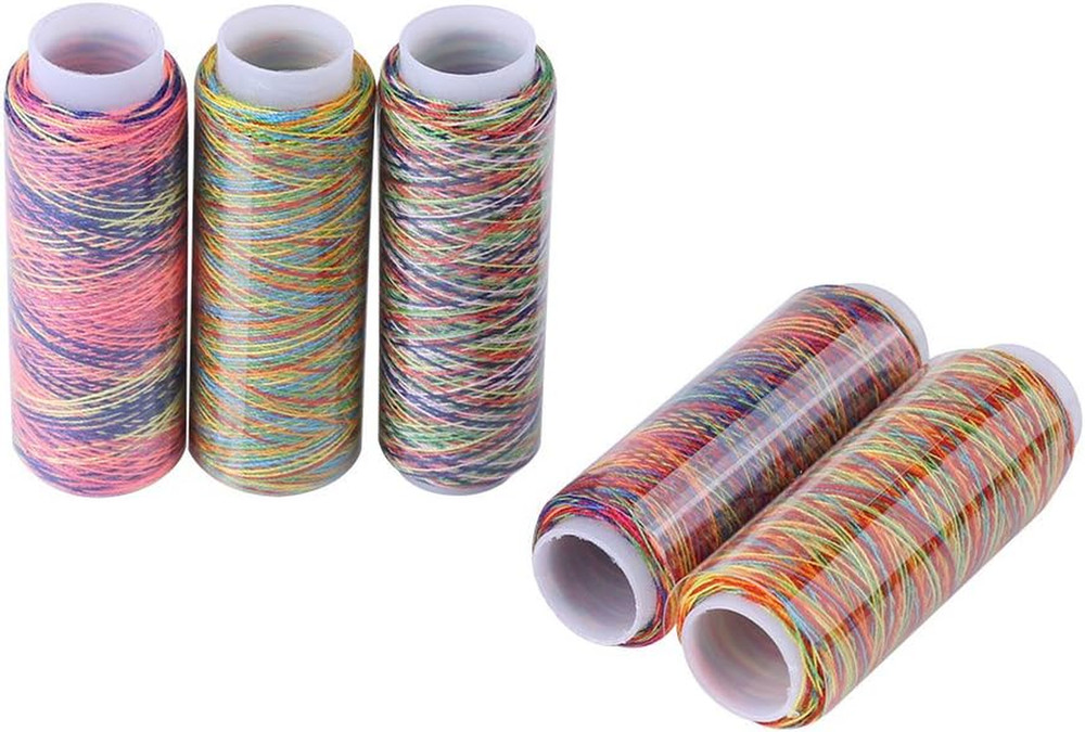 Variegated Polyester Embroidery Thread Set - 5 Spools Multicolor Sewing Thread 1