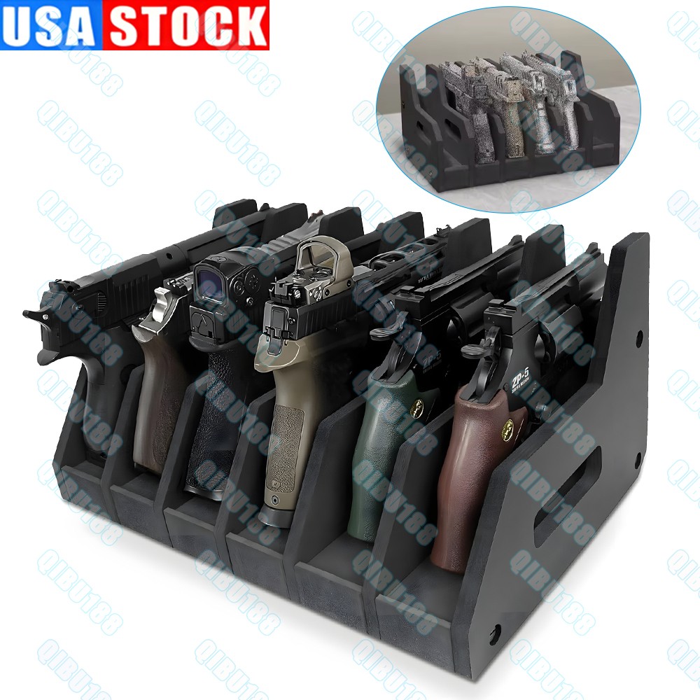 6X Gun Pistol Rack Revolver Handgun Holder Storage Gun Safe Organizer Display US