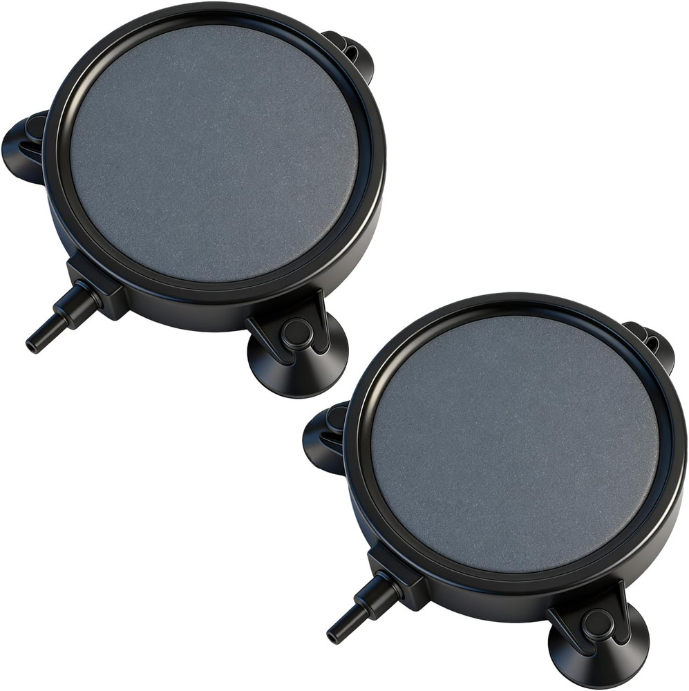 2PCS 4" Aquarium Air Stone Disc with 3 Suction Cups, Bubble Diffuser for Fish Ta