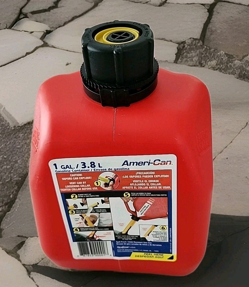 Brand New Scepter AMERI-CAN 1 Gallon Gasoline Container Spill Proof Red Unused