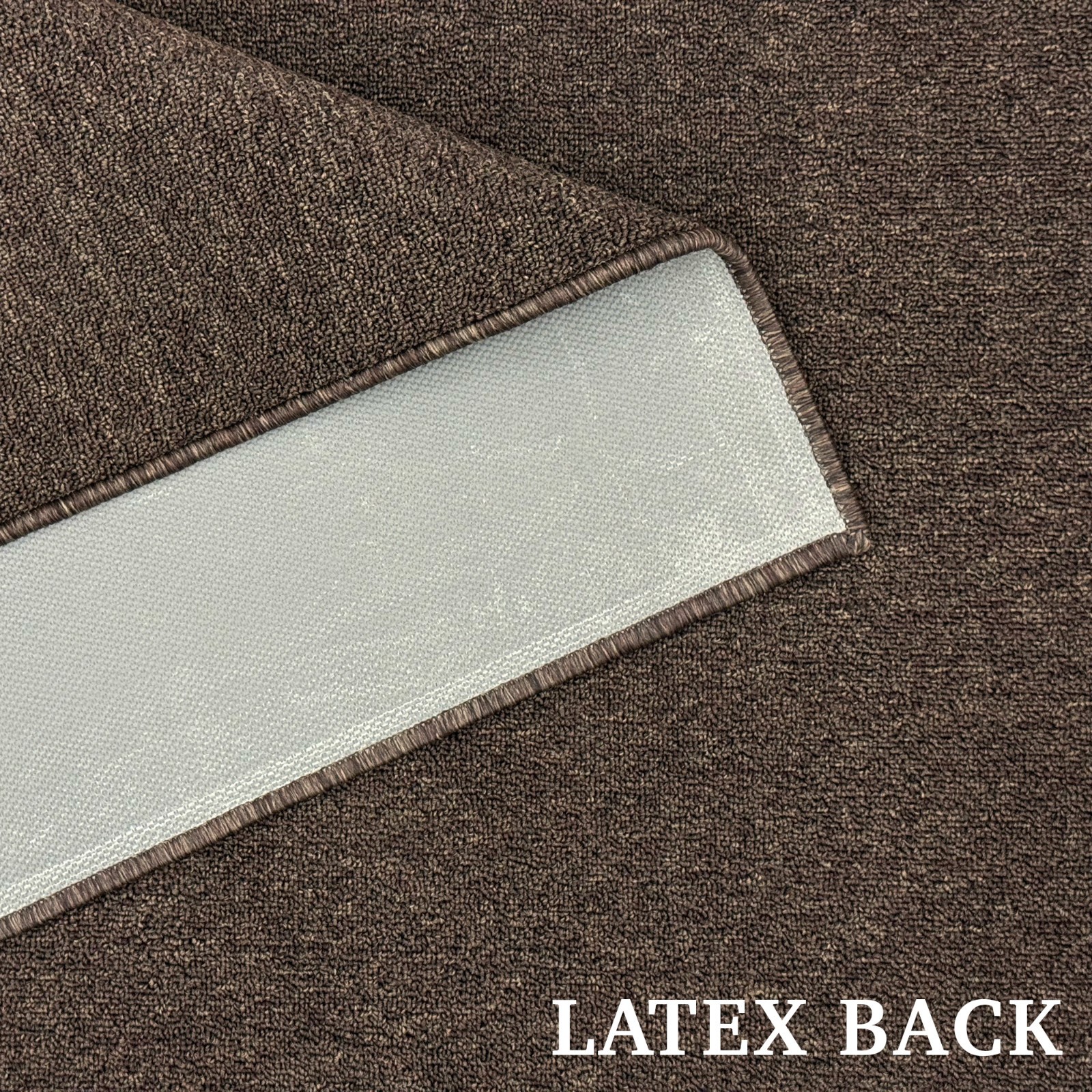 Custom Size Anti-Slip Machine Washable Low Profile Loop Pile Brown Runner Rug