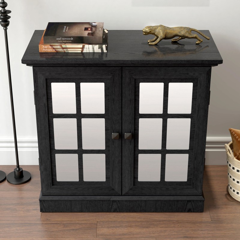 Storage Sideboard Cabinet with Decorative Acrylic Mirrored Doors Adjustable