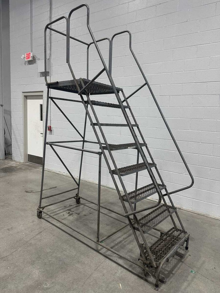 Cotterman 8-Step Rolling Steel Staircase Ladder