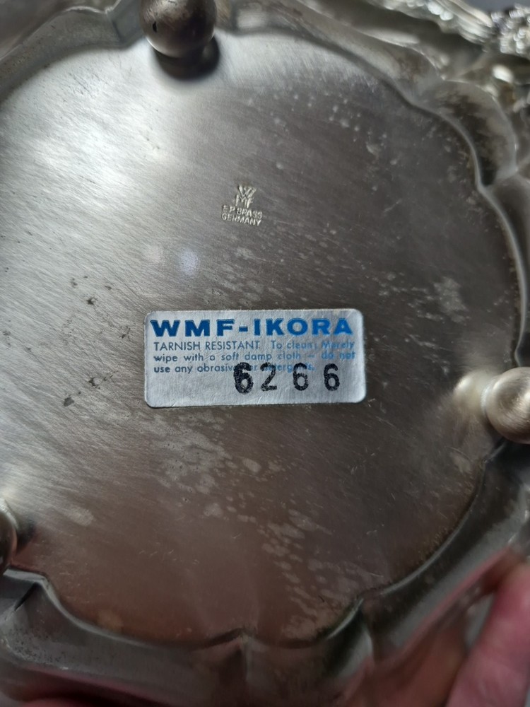 Vintage WMF Germany Ikora EP Silver Plate Floral Footed Serving Bowl 11”