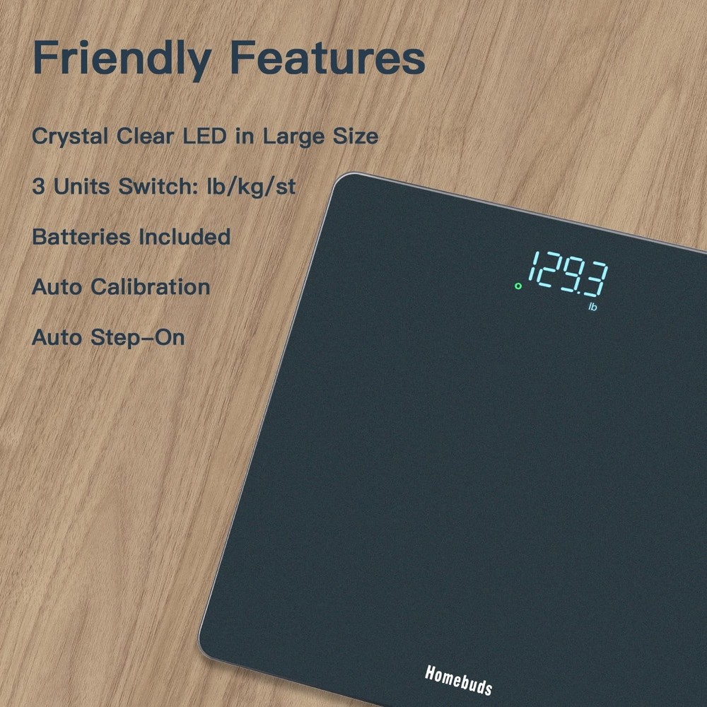 Bathroom Scale - 0.1lb Accuracy with LED Display, Blue Design