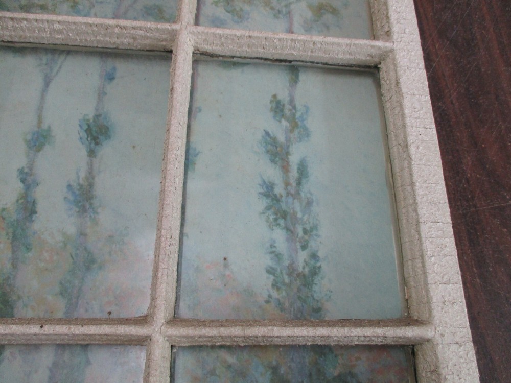 Antique 9 Pane Window with Attached Printed Poster 29"x22"