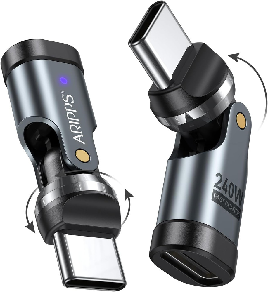 USB C Adapter [2-Pack], PD 240W USB C 90 Degree Adapter, USB Type C Right Angle