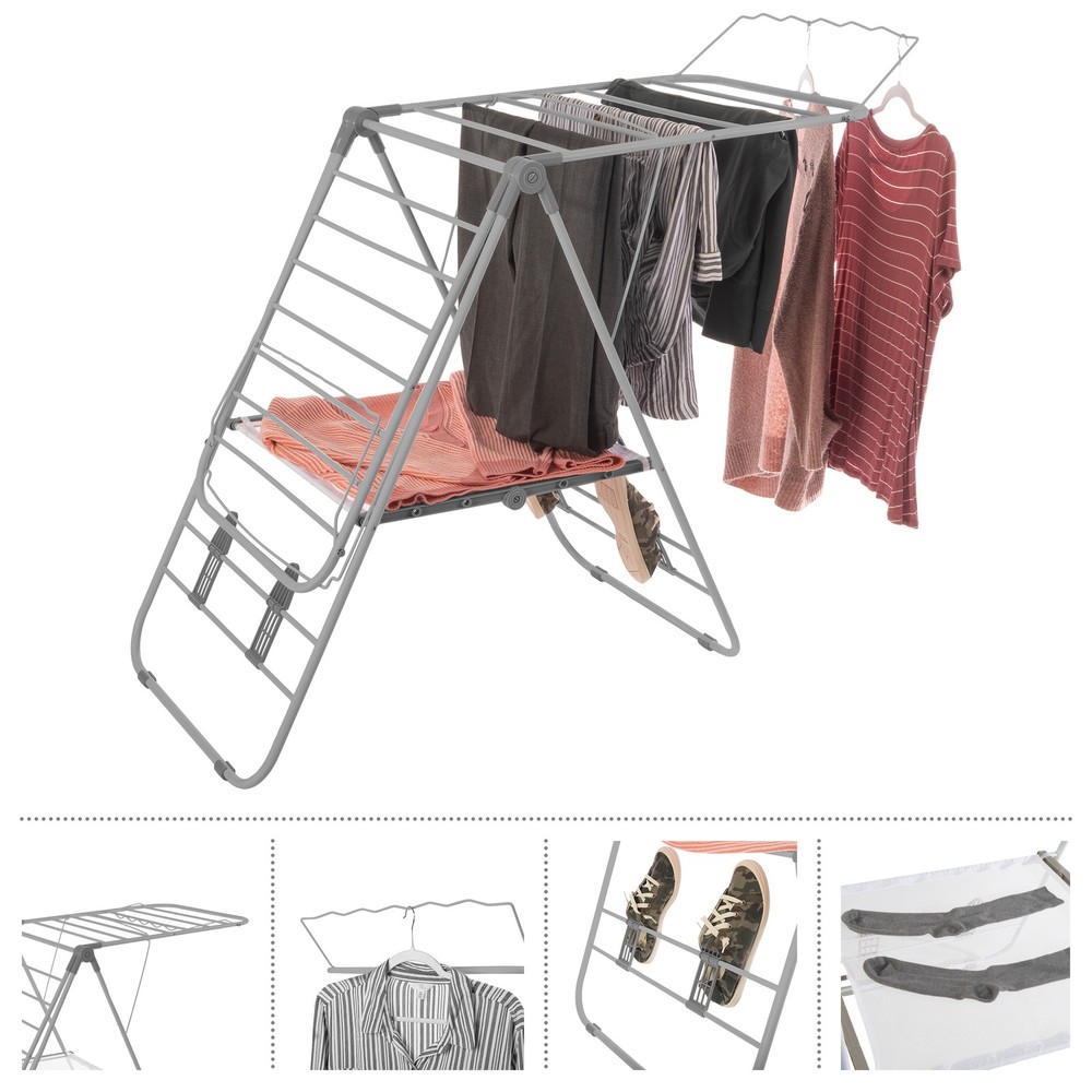 Clothes Drying Rack Portable Laundry Rack Collapsible Clothes Stand, Silver