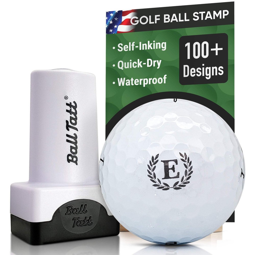 Ball Tatt - E Initial Golf Ball Stamp Marker, Self-Inking Monogram Ball Stamper
