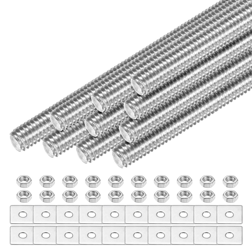 10-Set Fully Threaded Rod, M4x60mm Right Hand Thread Bar Studs with Nuts