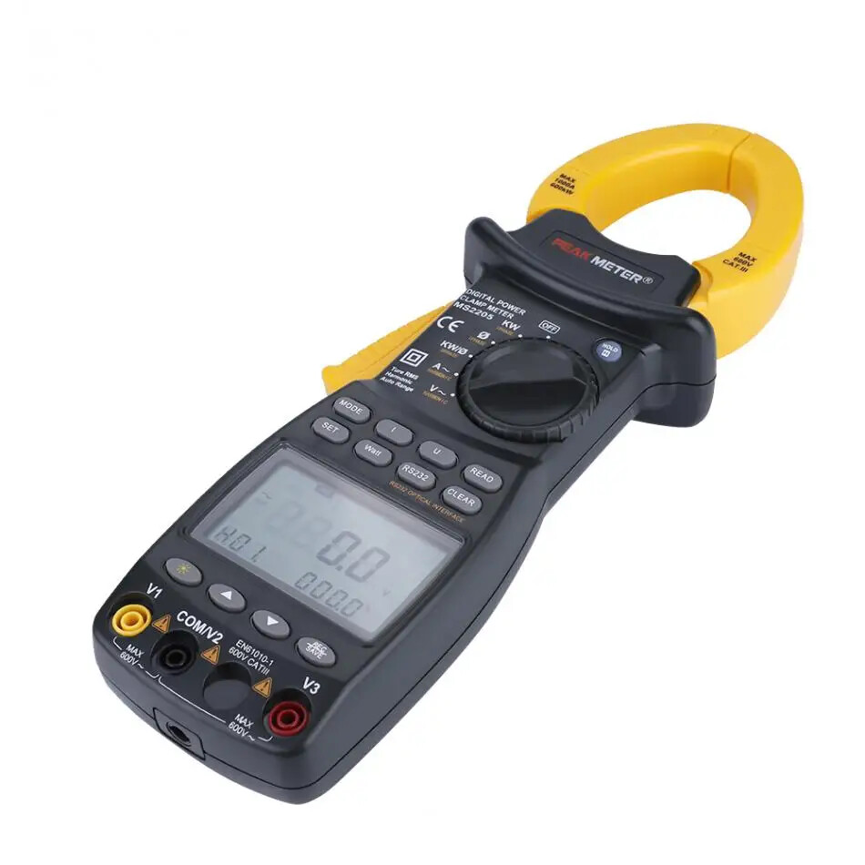 Digital 3-Phase TRMS Harmonic Power Clamp Meter Harmonic Power Tester RS232 PC