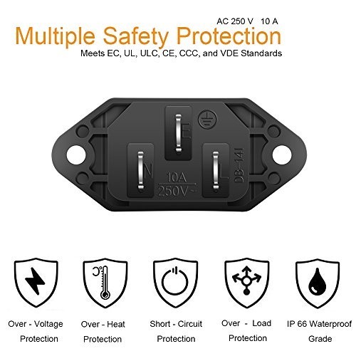 10 Pack AC 250V 10A IEC 320 C14 Panel Mount Plug Adapter Power Connector Socket