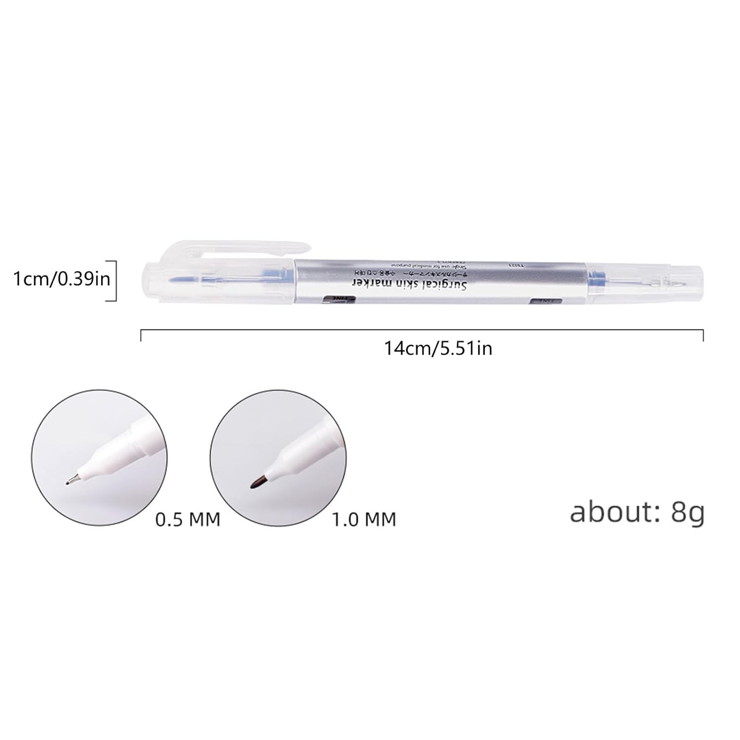Tattoo Waterproof Double Head Surgical Skin Positioning Marker Pen with Ruler