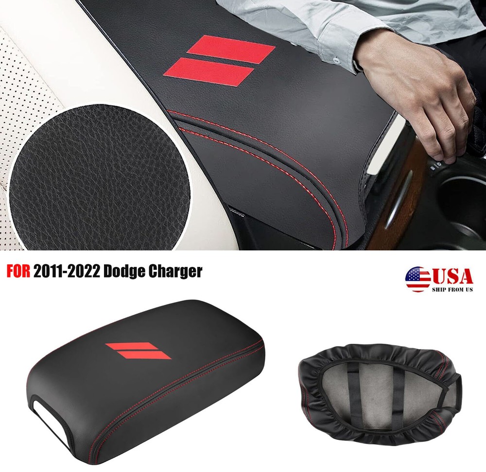 Center Console Armrest Cover Leather For 2011-2023 Dodge Charger Protector