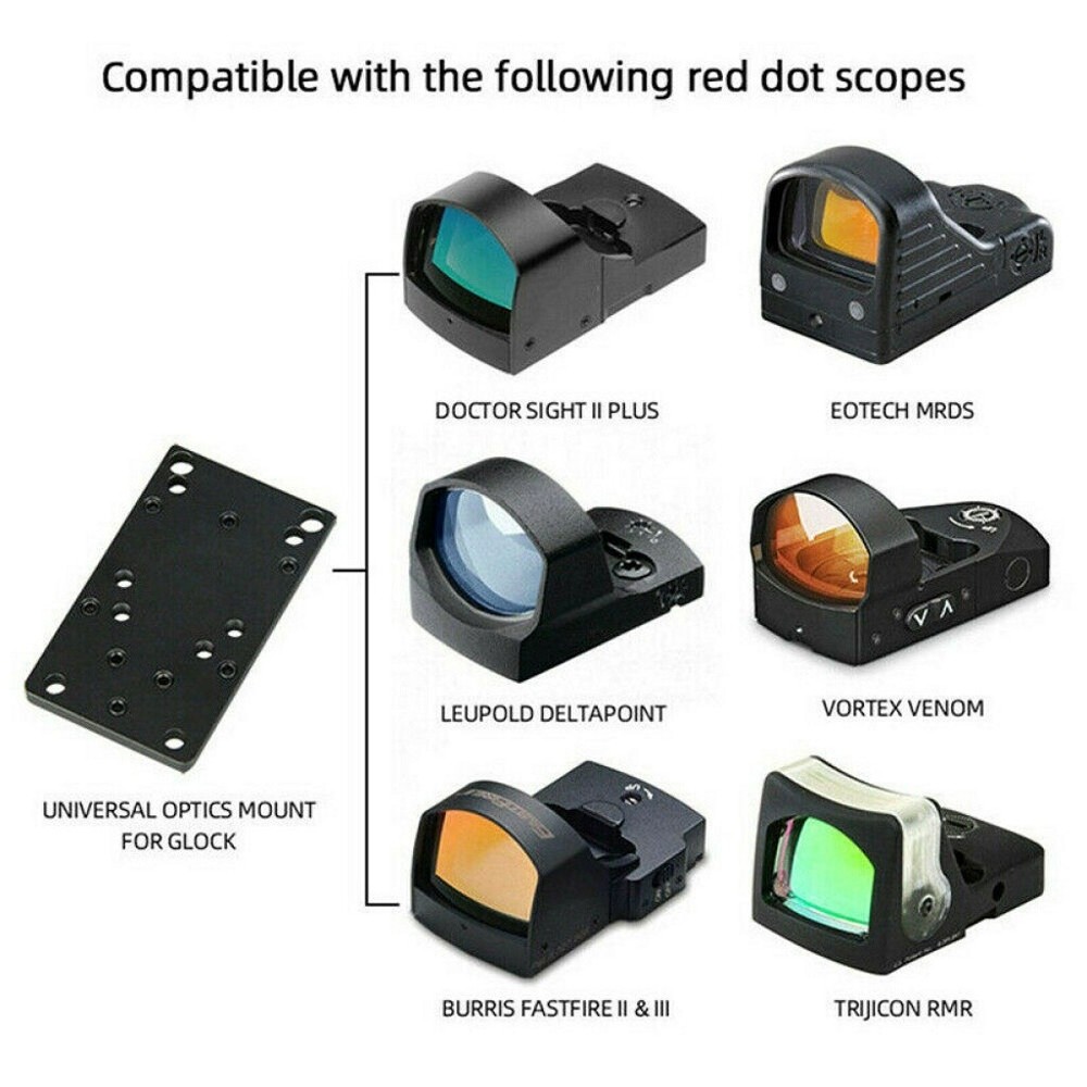 For Glock Universal Optic Mount Red Dot Sight Pistol Rear Sight Plate Base Mount