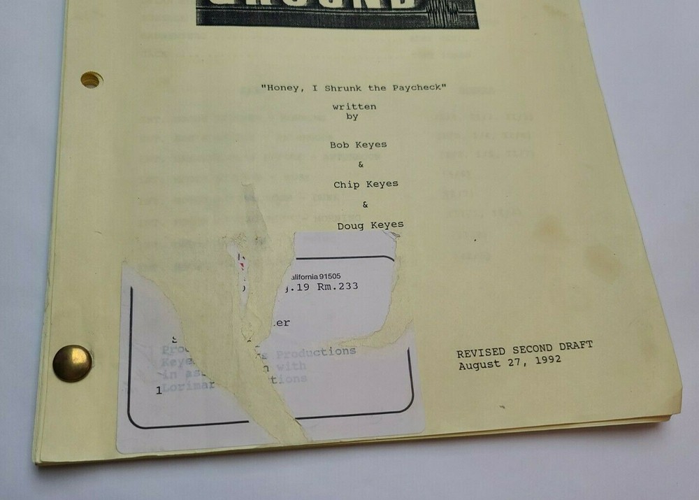 SHAKY GROUND / Doug Keyes 1992 PILOT TV Script, "Honey, I Shrunk the Paycheck"