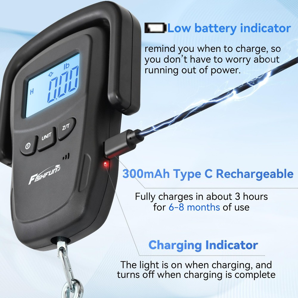 Fishfun Rechargeable Fish Scale, Digital Hanging Weight Scale with...