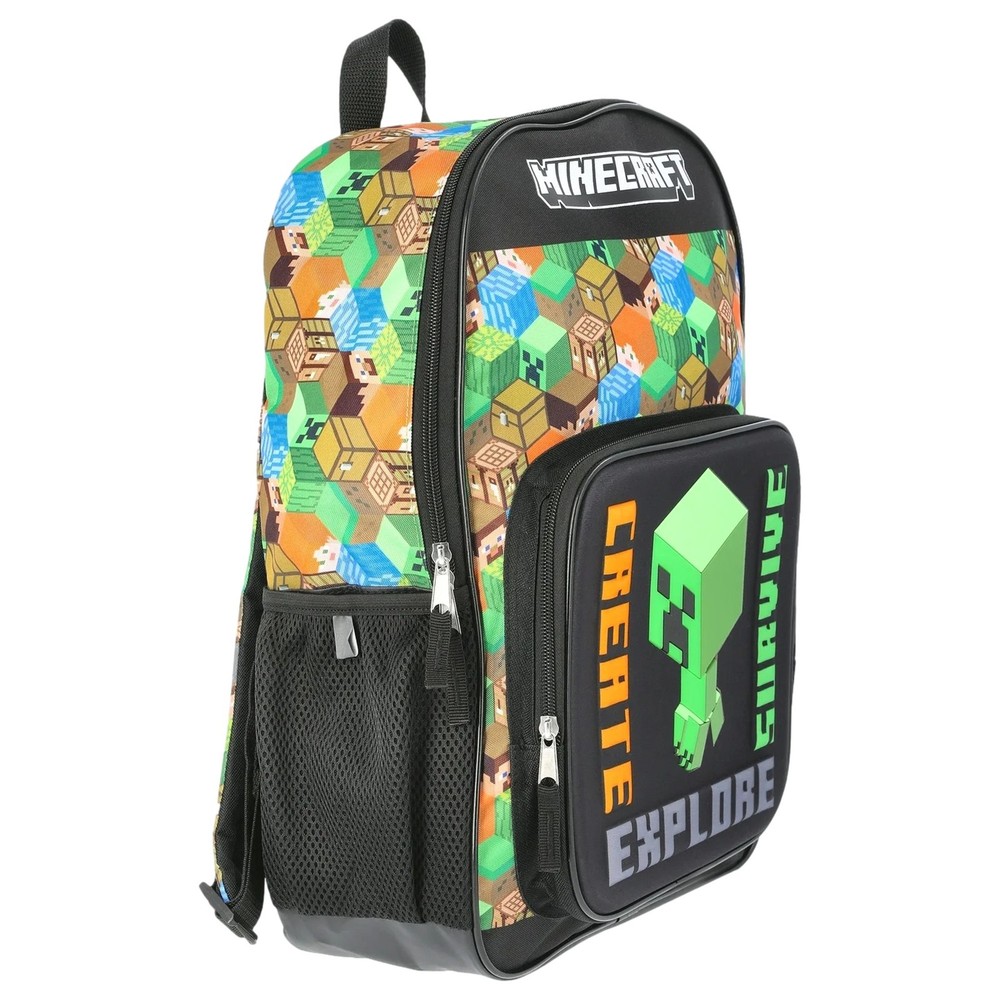 Minecraft Creeper "Create, Survive, Explore" 17" Light Up Backpack, School Bag