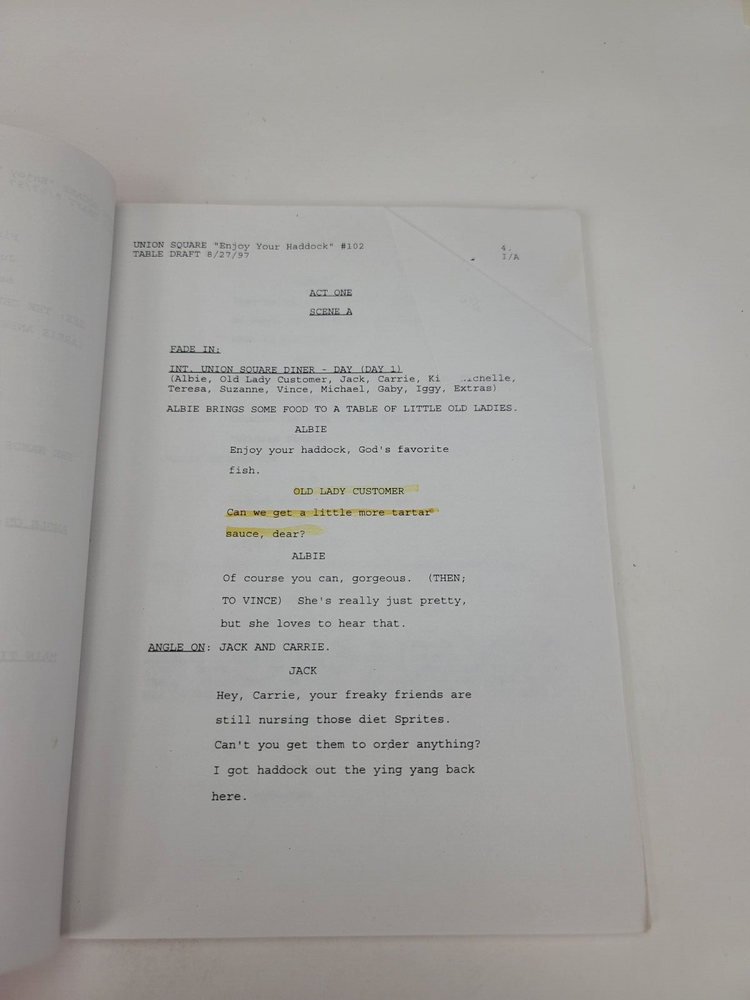 UNION SQUARE / George McGrath 1997 TV Script, Jazzmun "Enjoy Your Haddock"
