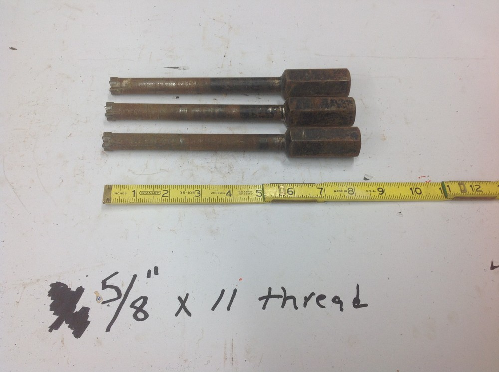 (3) Black  5/8" x 8" x 11 Thread Concrete Masonry Diamond Core Drill Bit USED