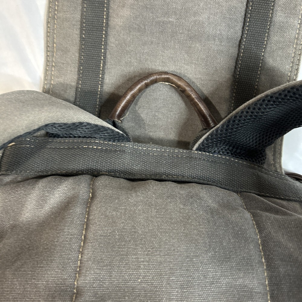 Cargoit Gray Canvas Backpack Magnetic Closures Pockets Straps and A Deep Inside