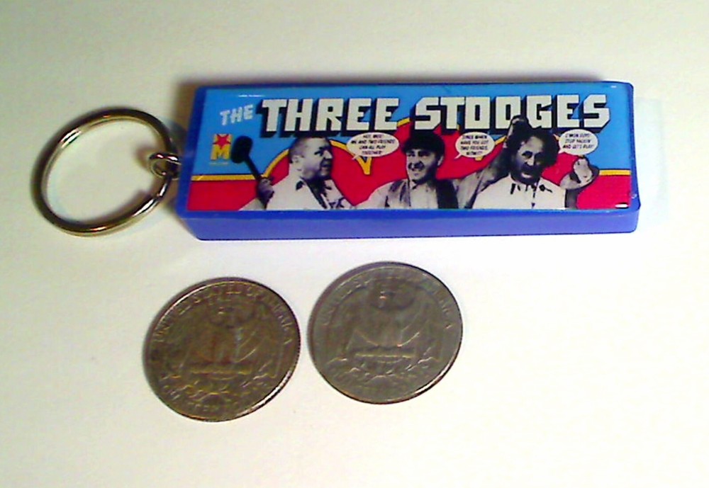Three Stooges Arcade Marquee Coin Door accessory Keychain