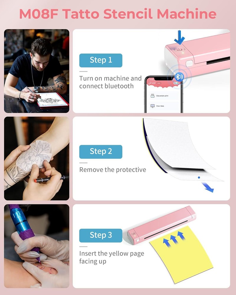 Phomemo M08F Wireless Tattoo Stencil Printer Transfer Copier or Thermal Paper